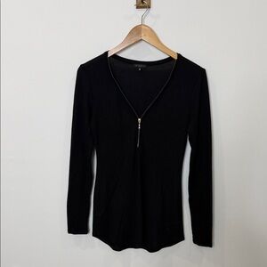 Dynamite Black Long Sleeve Top with Zipper Size Small